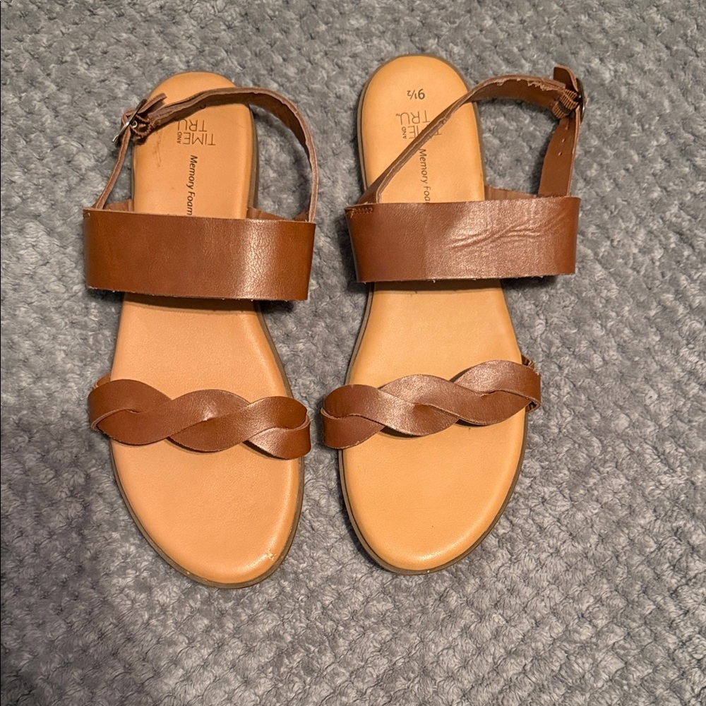 Time and Tru Tan Braided Strap Sandals